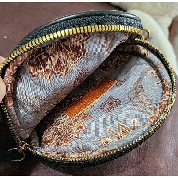 Hobo Intl Black Leather zodiac Star Sign Aquarius Pouch W/ Dogclip EUC - Picture 3 of 7